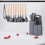19pcs silicone ladle & knife set with cutting board