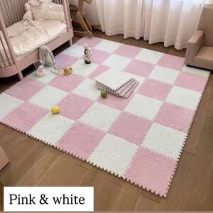 Spliced carpet (10pcs) pink and white