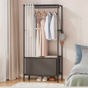 Wardrobe with curtains