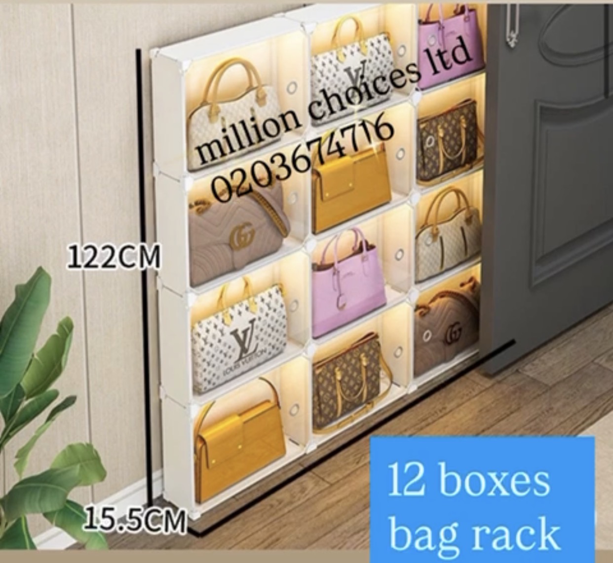 12 boxes bag rack