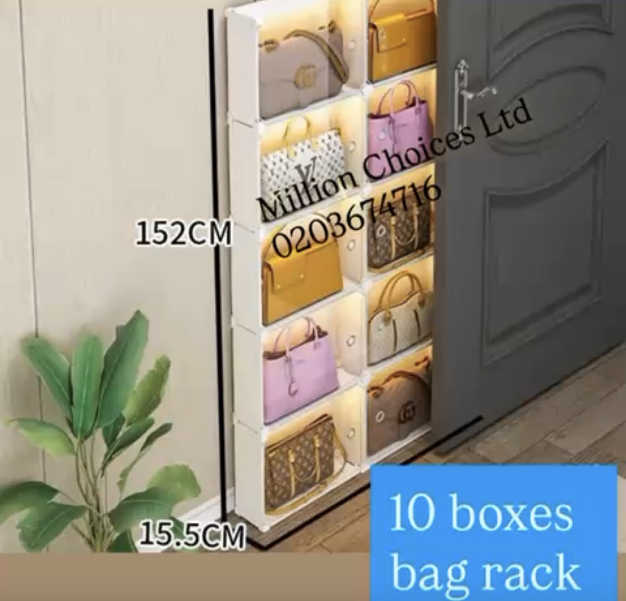10 boxes bag rack