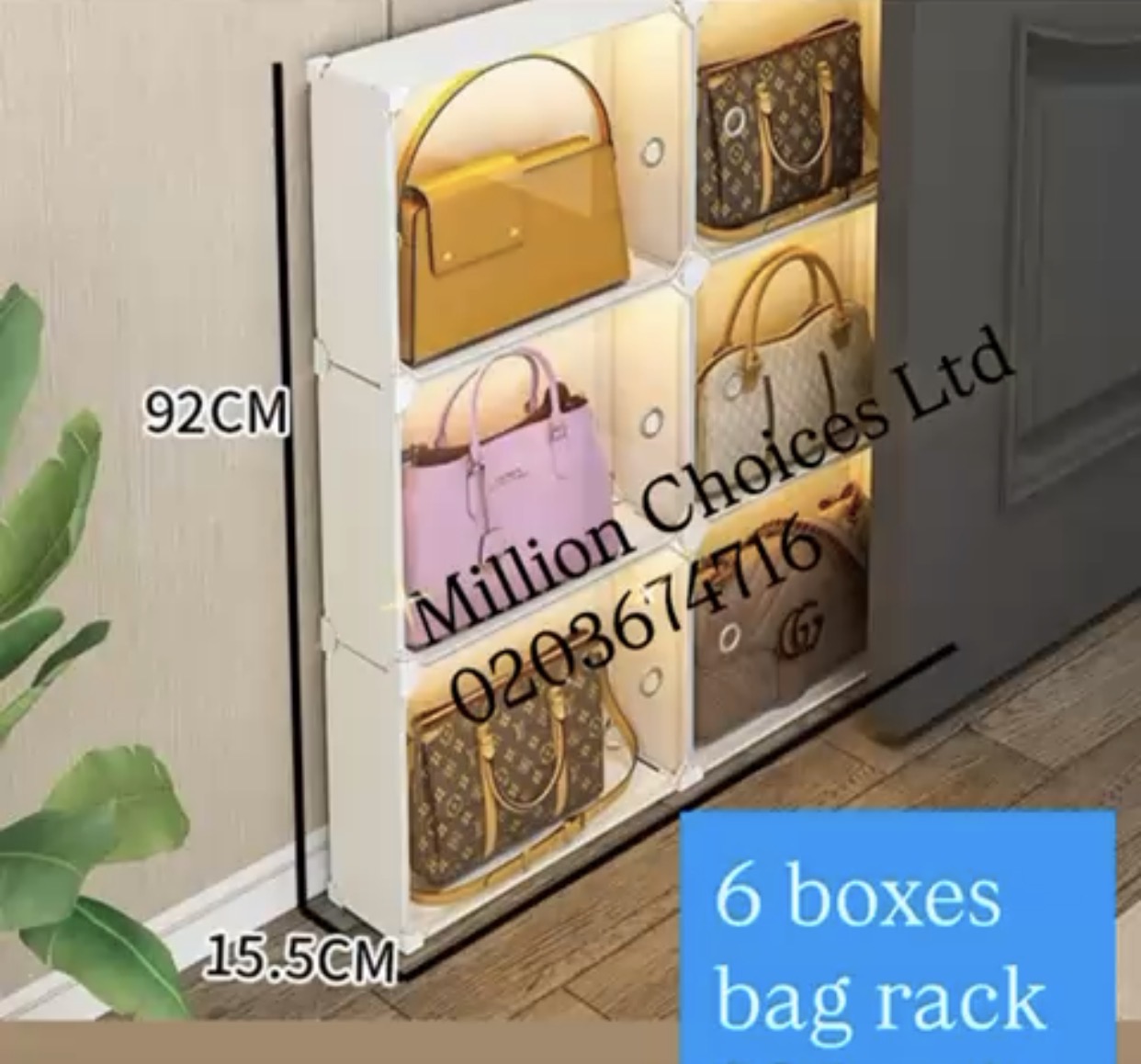 6 boxes bag rack
