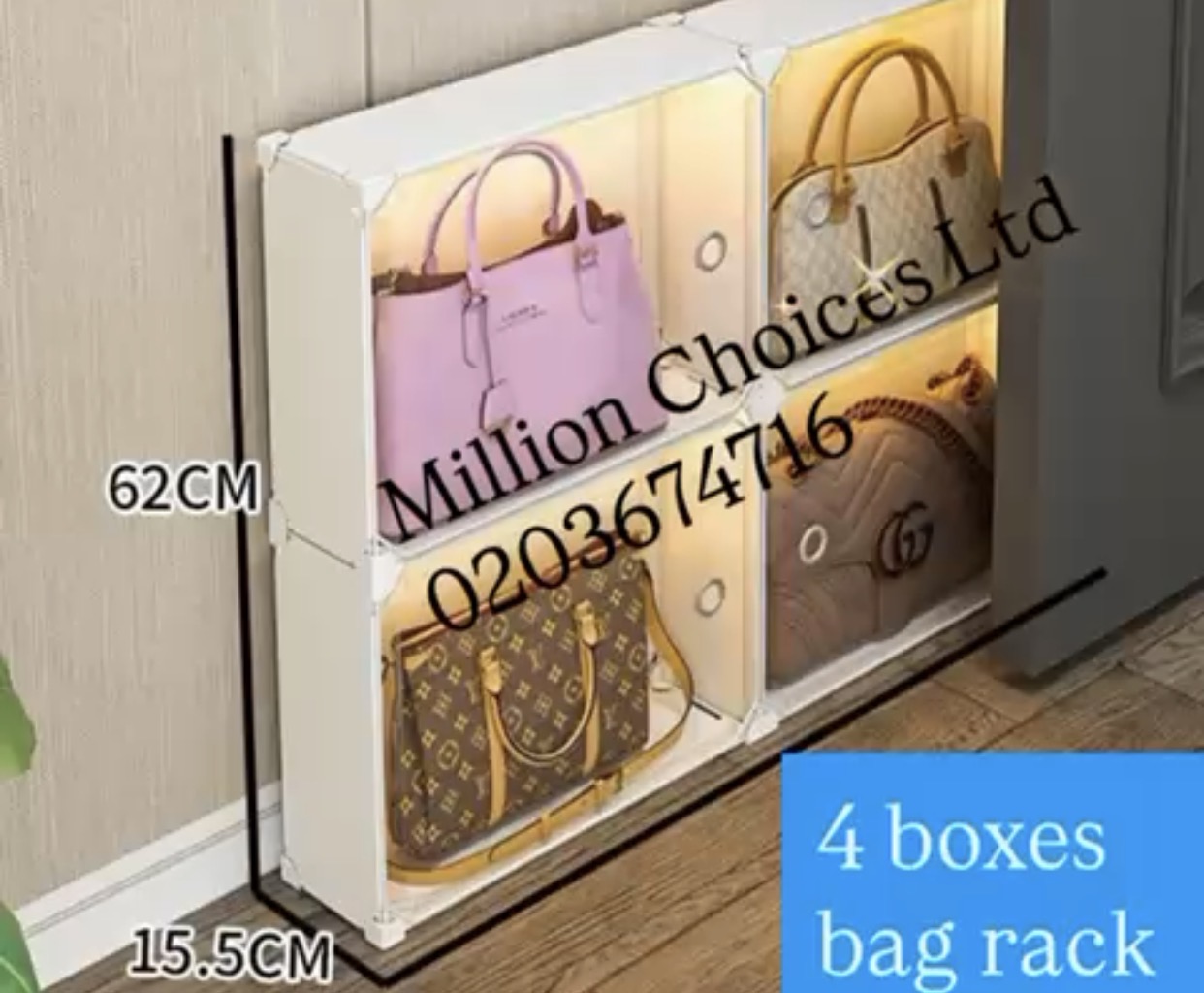 4 boxes bag rack